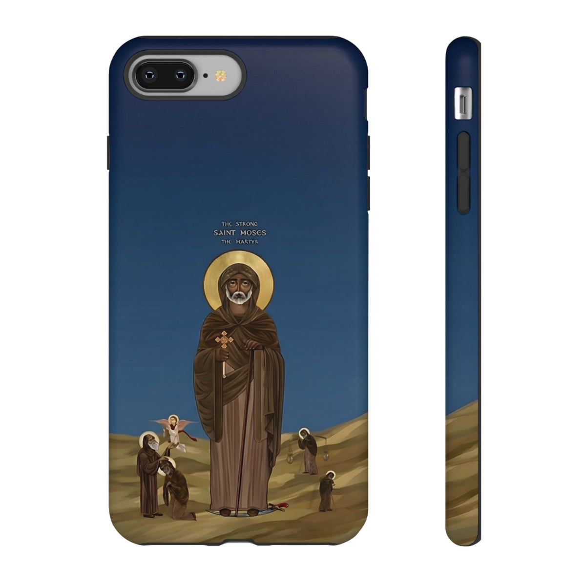 Christelijk telefoonhoesje Sint-Mozes de Sterke blauw mat