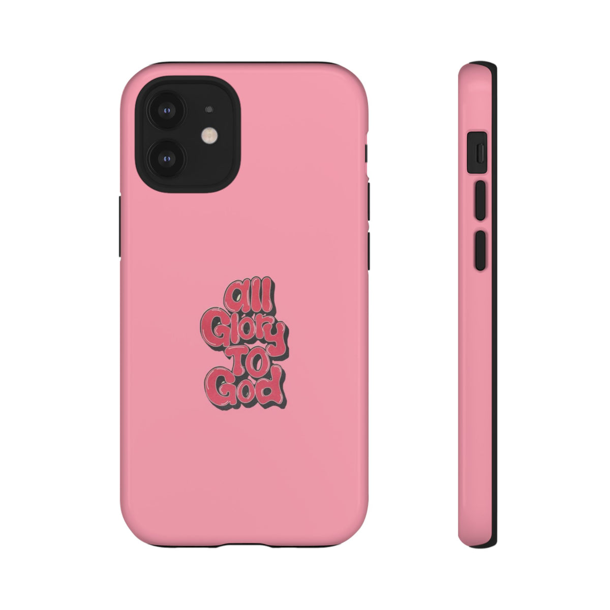 Christelijk telefoonhoesje Alle eer aan God roze mat