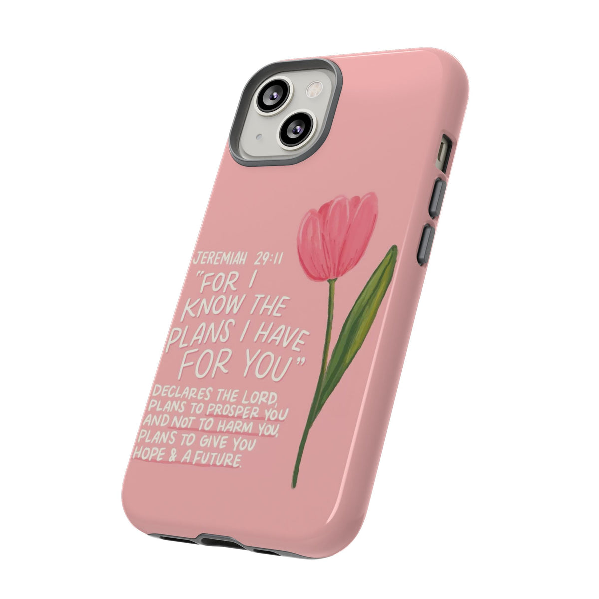 Christelijk telefoonhoesje Ik ken de plannen roze mat