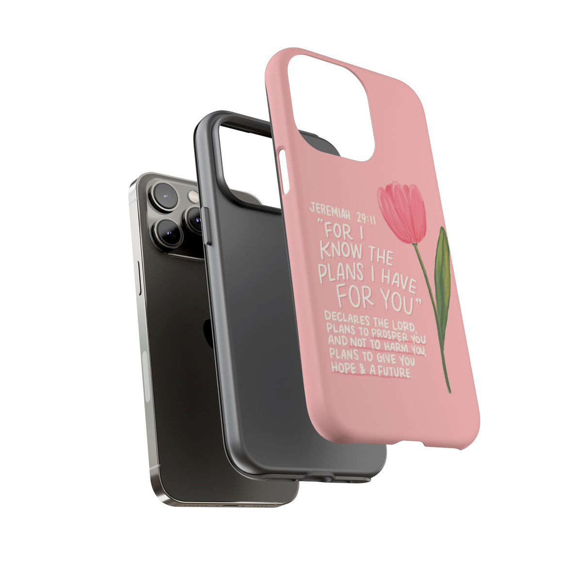Christelijk telefoonhoesje Ik ken de plannen roze mat