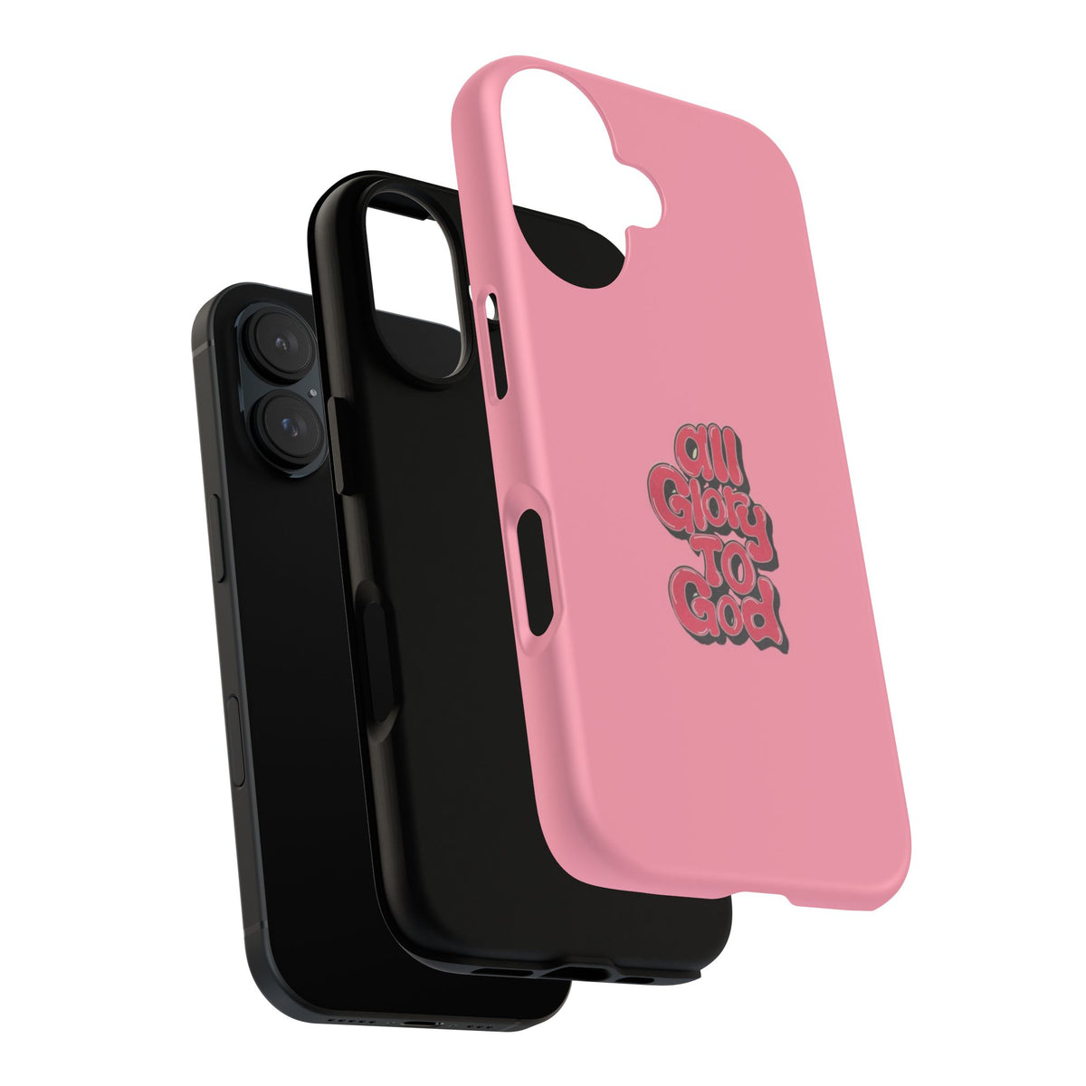 Christelijk telefoonhoesje Alle eer aan God roze mat