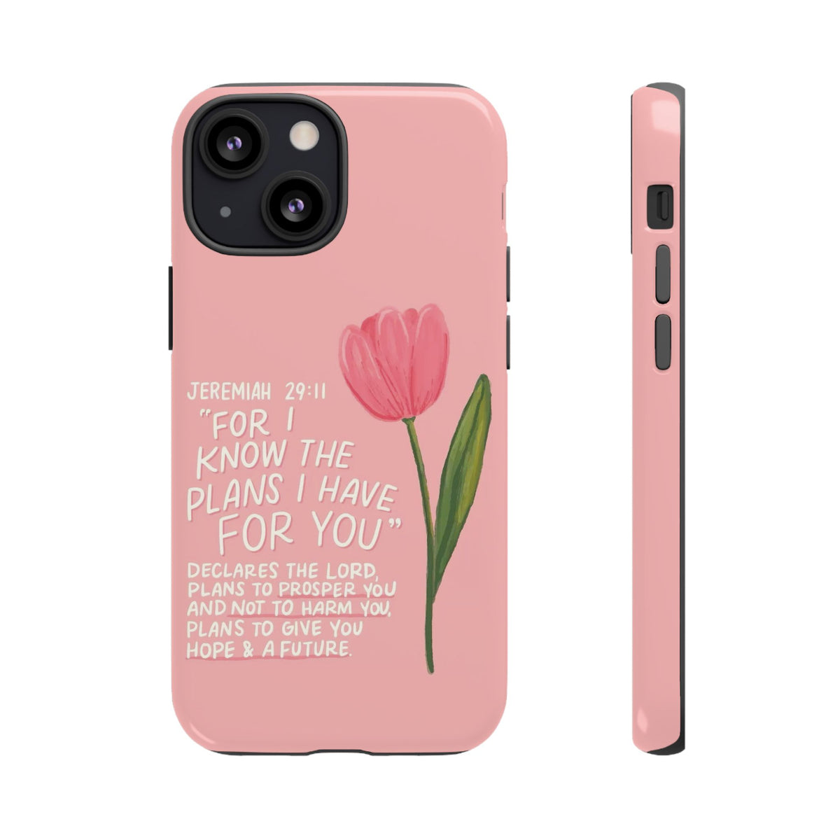Christelijk telefoonhoesje Ik ken de plannen roze mat