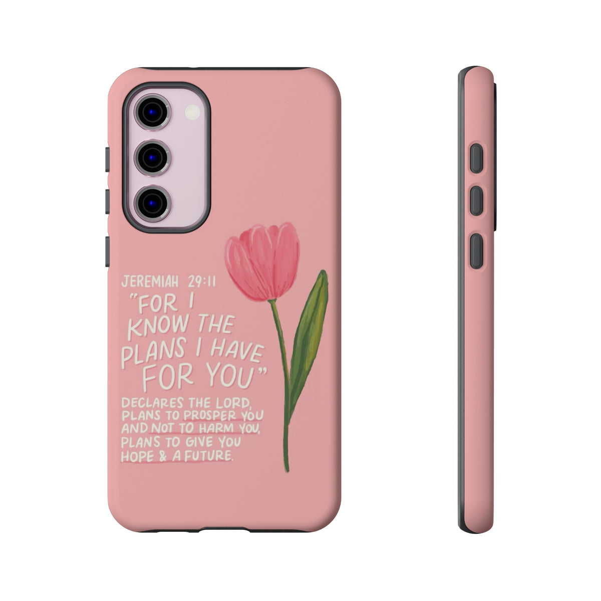 Christelijk telefoonhoesje Ik ken de plannen roze mat