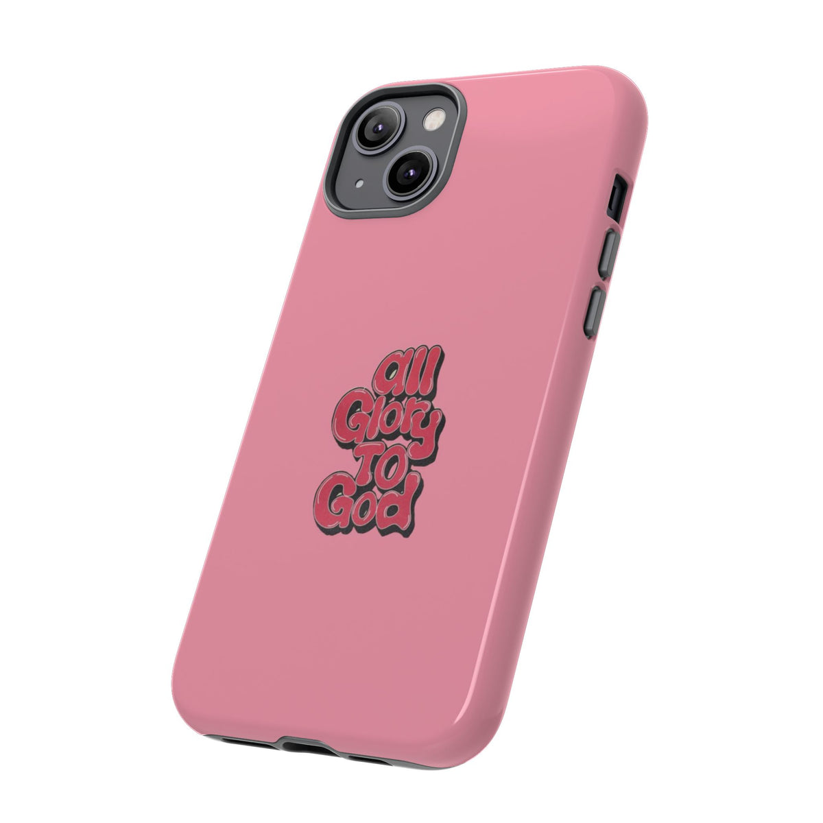 Christelijk telefoonhoesje Alle eer aan God roze mat