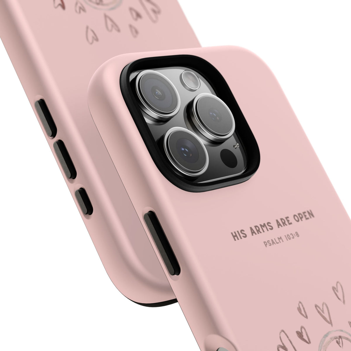 Christelijk telefoonhoesje Zijn armen staan open roze mat