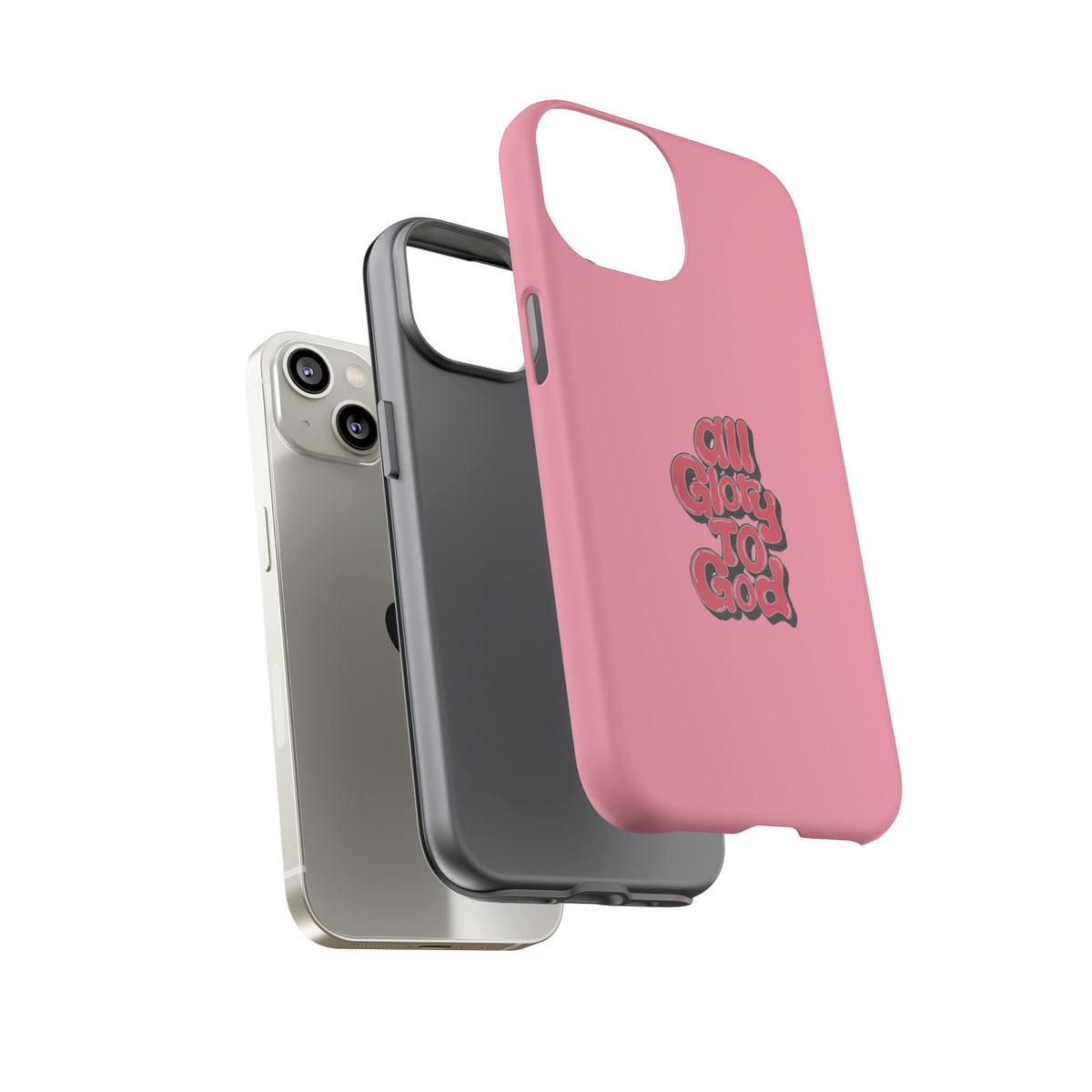Christelijk telefoonhoesje Alle eer aan God roze mat
