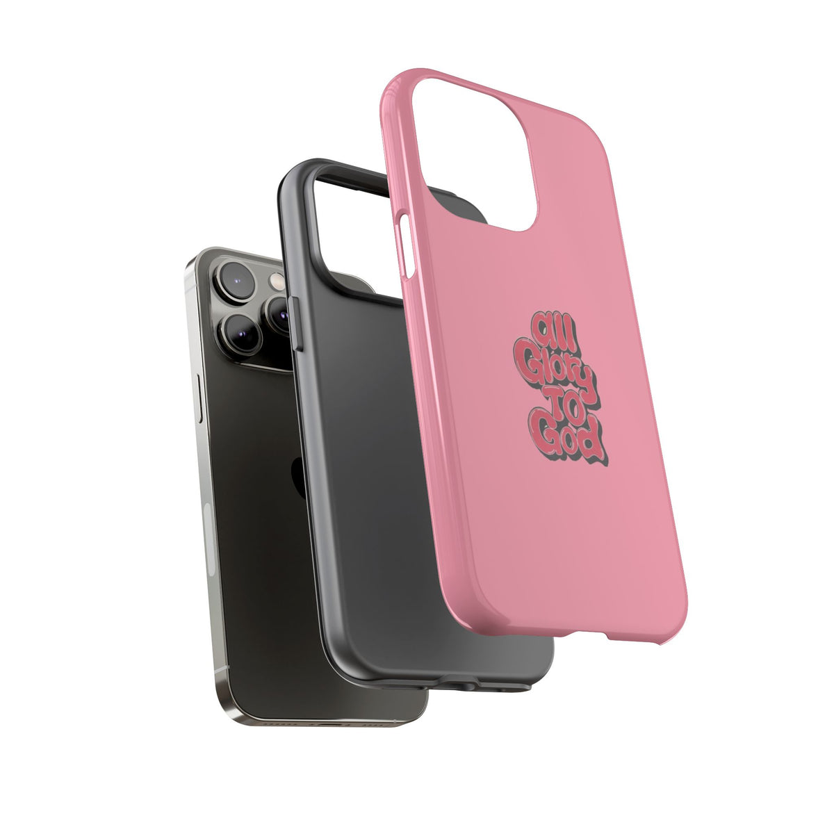 Christelijk telefoonhoesje Alle eer aan God roze mat