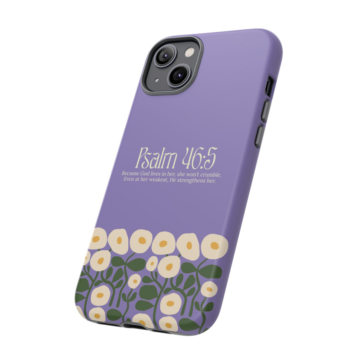Christelijk telefoonhoesje God woont in haar lila mat