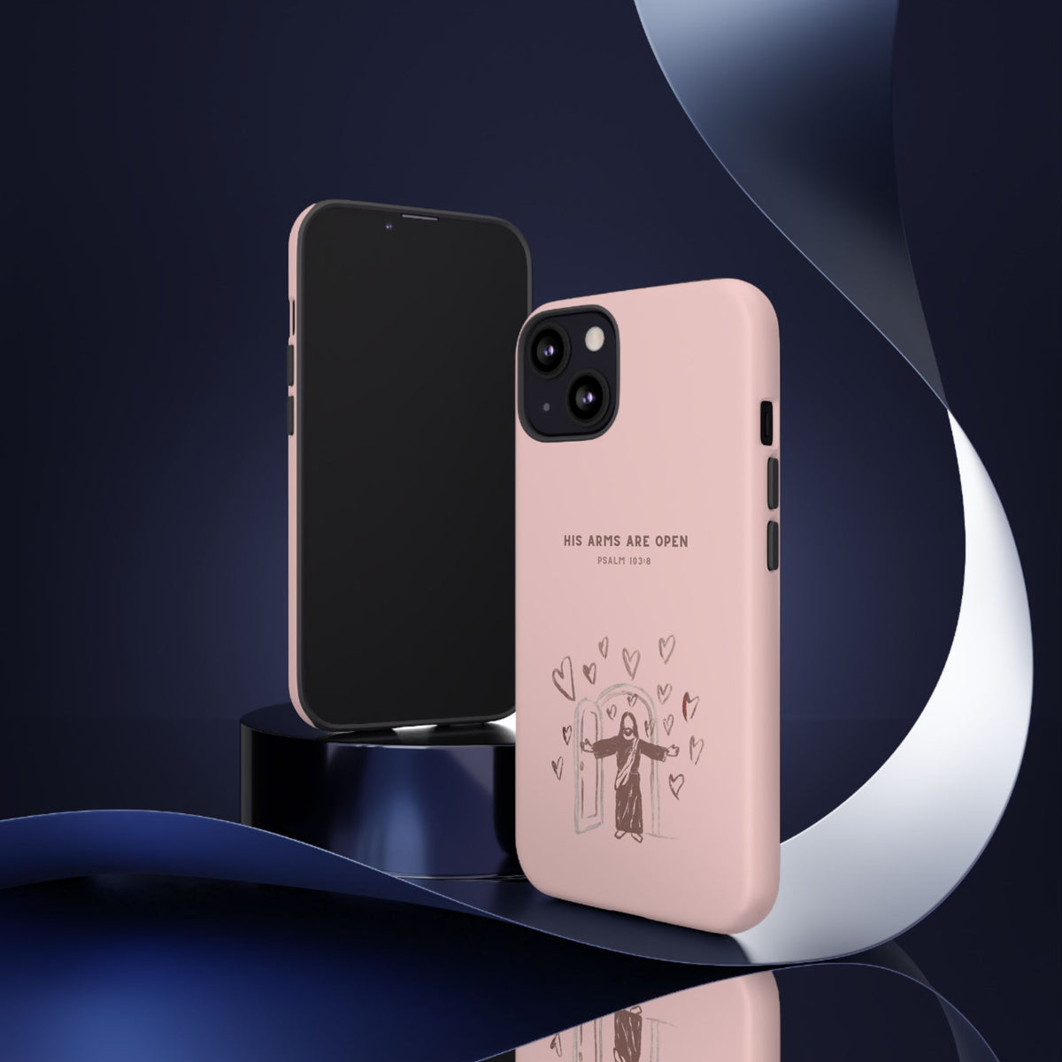 Christelijk telefoonhoesje Zijn armen staan open roze mat