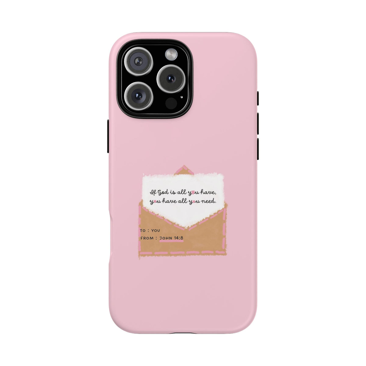 Christelijk telefoonhoesje God is alles wat je nodig hebt roze mat