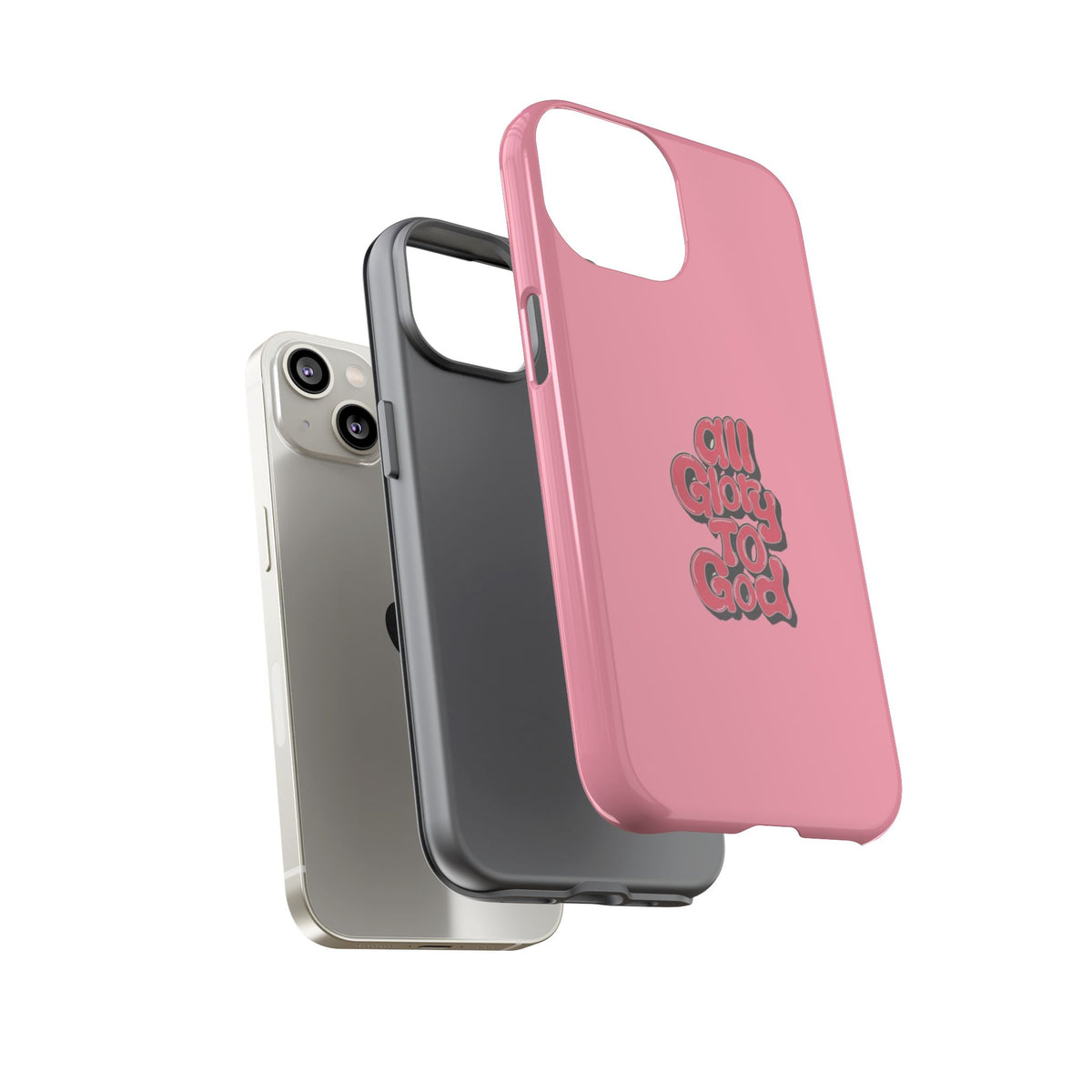 Christelijk telefoonhoesje Alle eer aan God roze mat