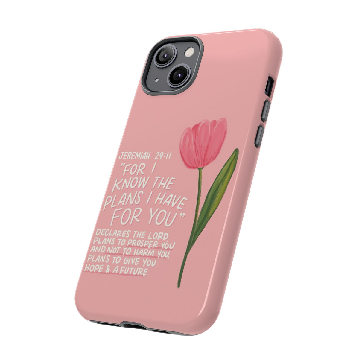 Christelijk telefoonhoesje Ik ken de plannen roze mat