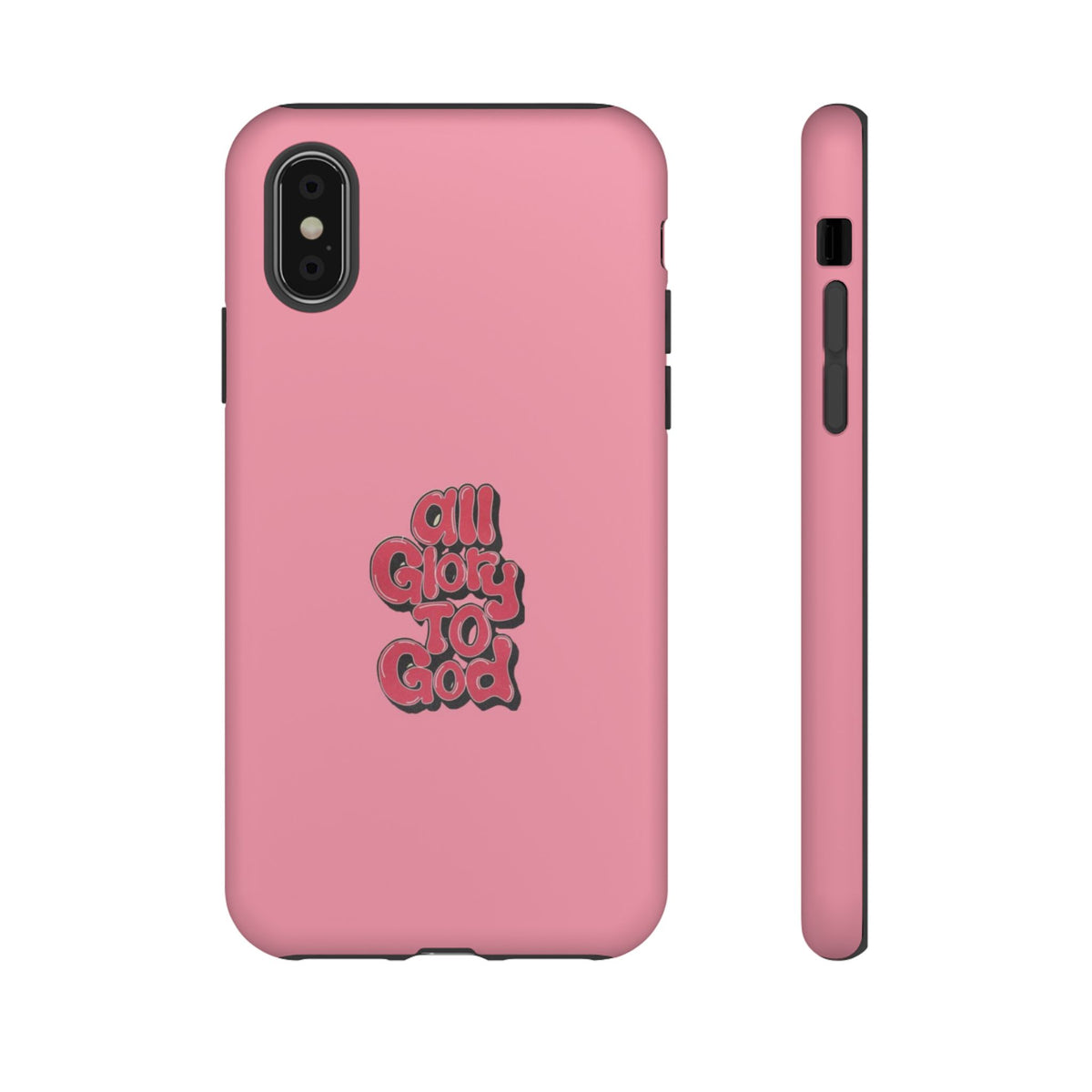 Christelijk telefoonhoesje Alle eer aan God roze mat