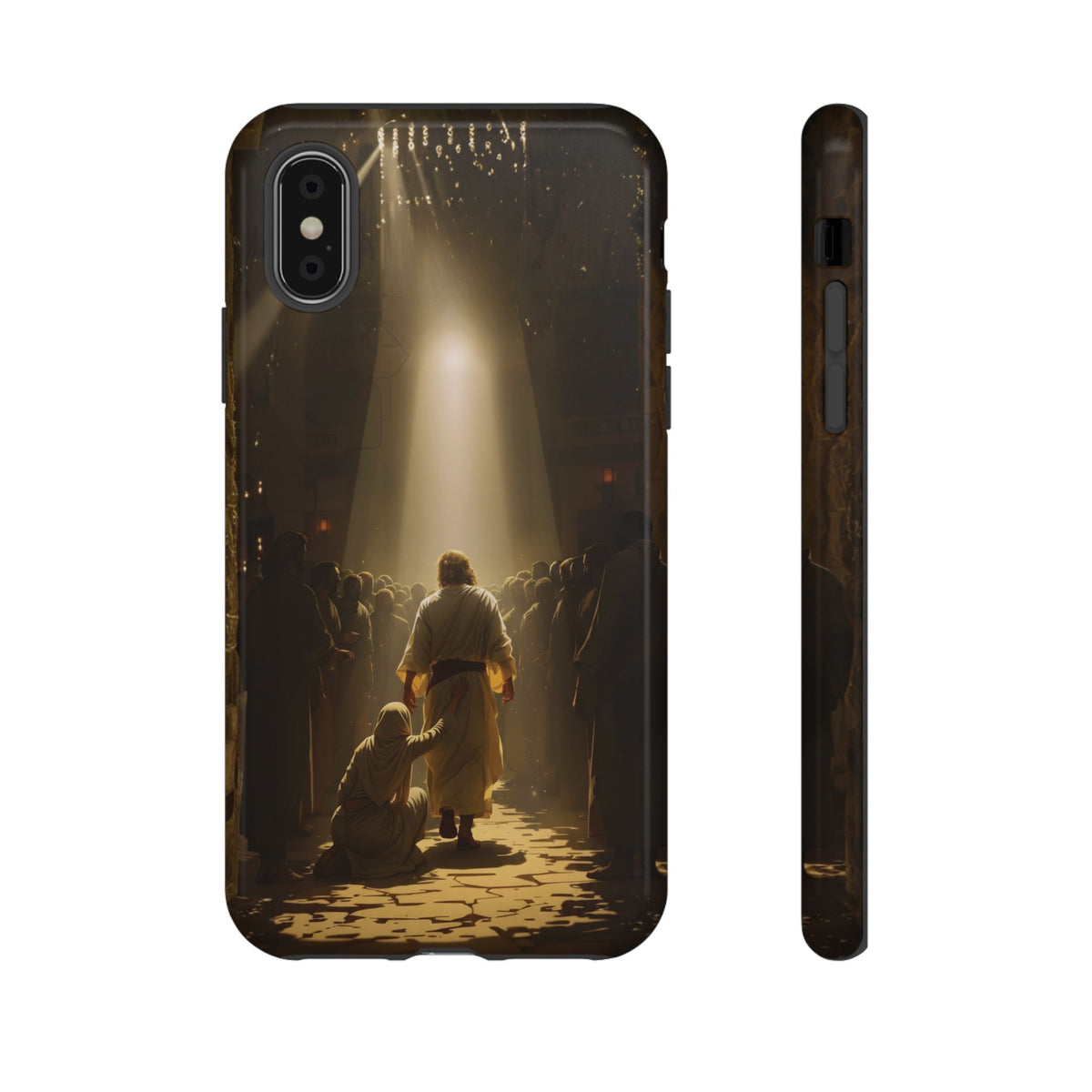 Christelijk telefoonhoesje Aangeraakt door geloof bruin mat