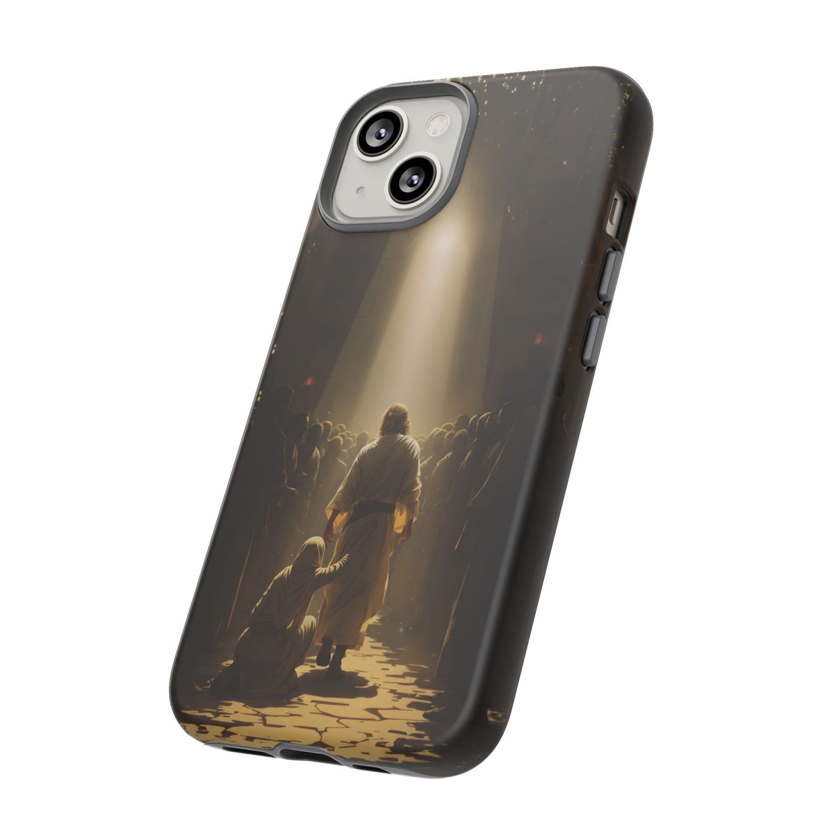 Christelijk telefoonhoesje Aangeraakt door geloof bruin mat