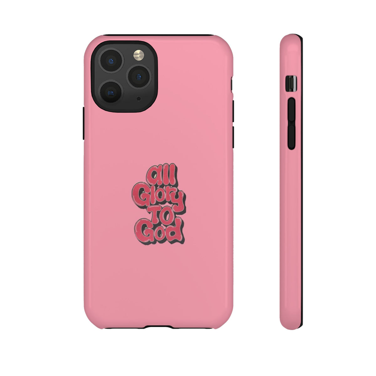 Christelijk telefoonhoesje Alle eer aan God roze mat