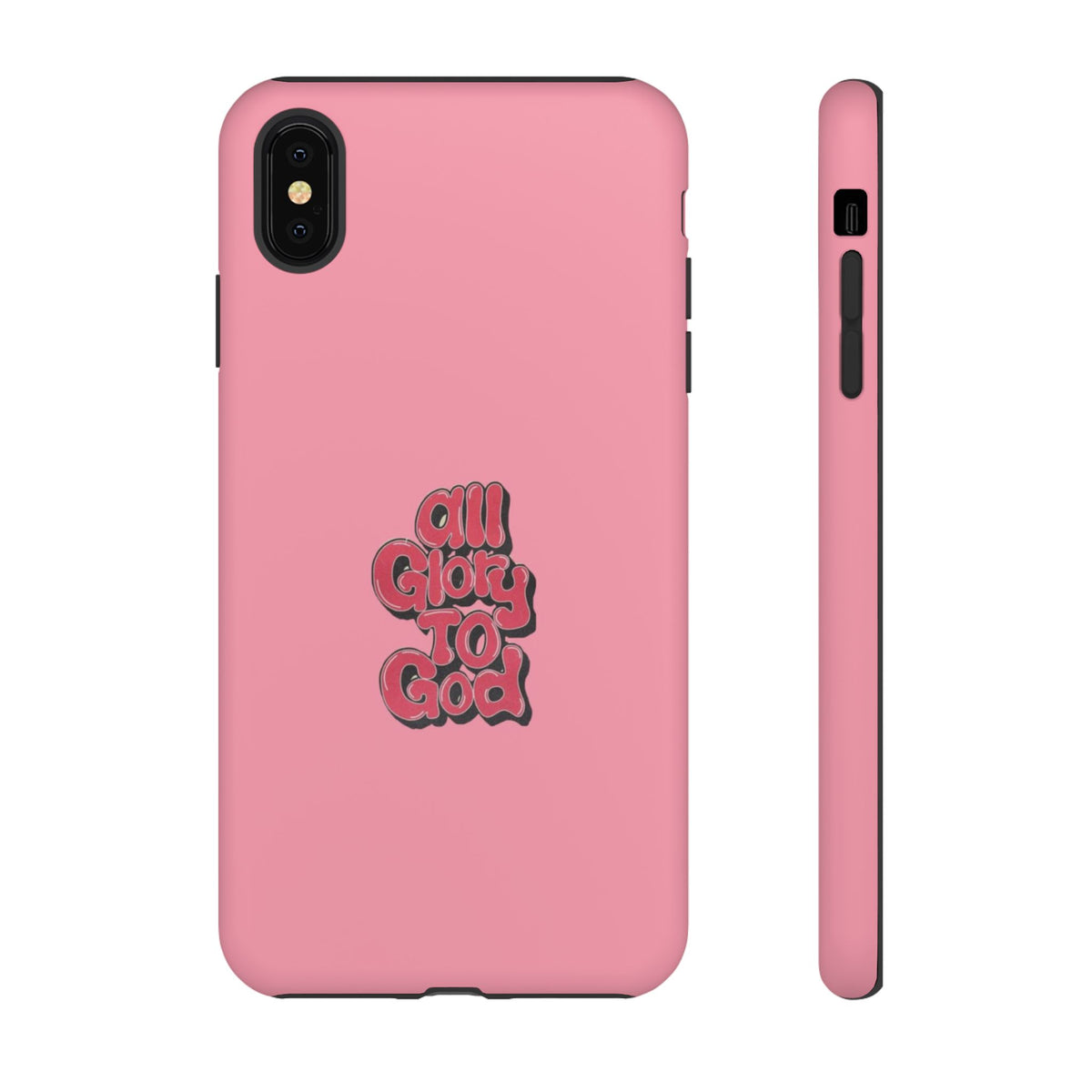 Christelijk telefoonhoesje Alle eer aan God roze mat