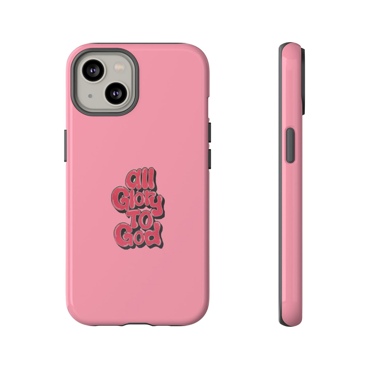 Christelijk telefoonhoesje Alle eer aan God roze mat