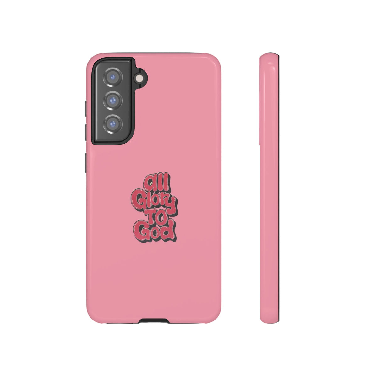 Christelijk telefoonhoesje Alle eer aan God roze mat