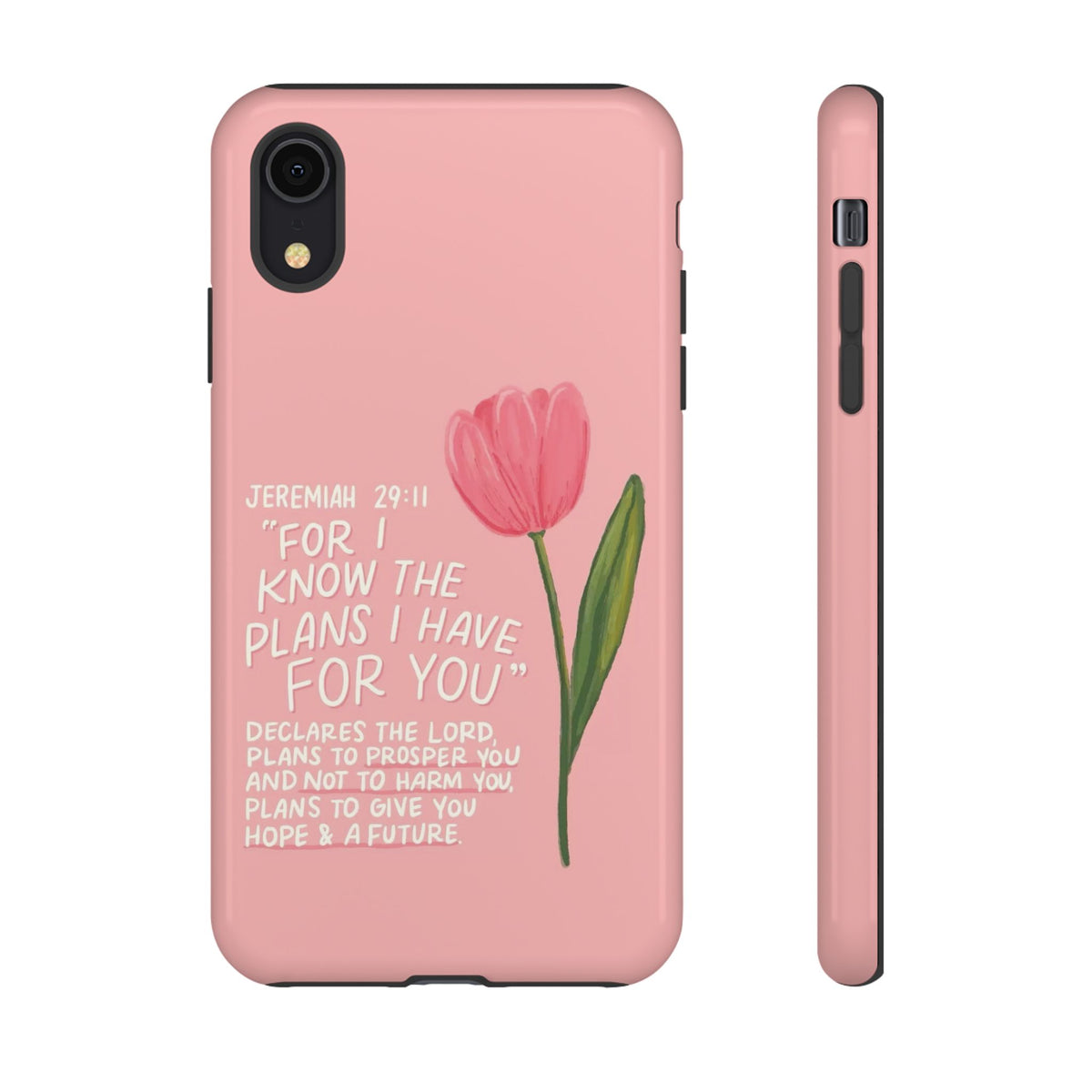 Christelijk telefoonhoesje Ik ken de plannen roze mat