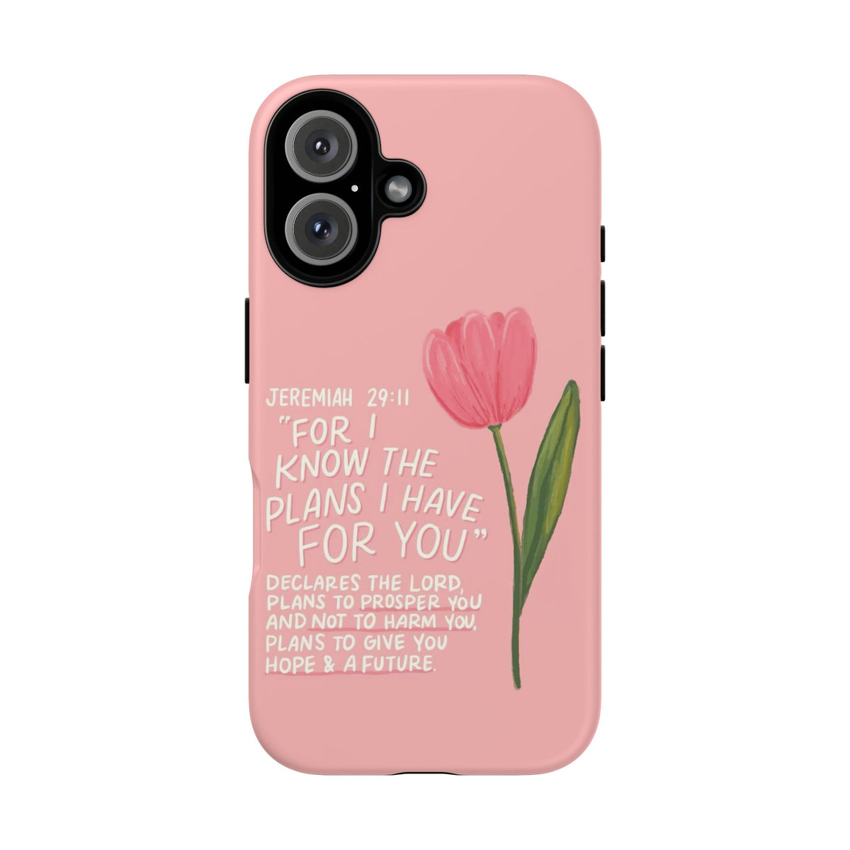 Christelijk telefoonhoesje Ik ken de plannen roze mat