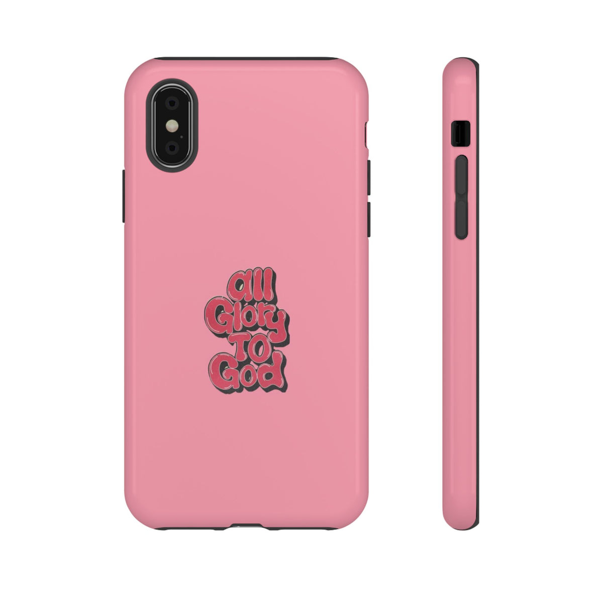 Christelijk telefoonhoesje Alle eer aan God roze mat