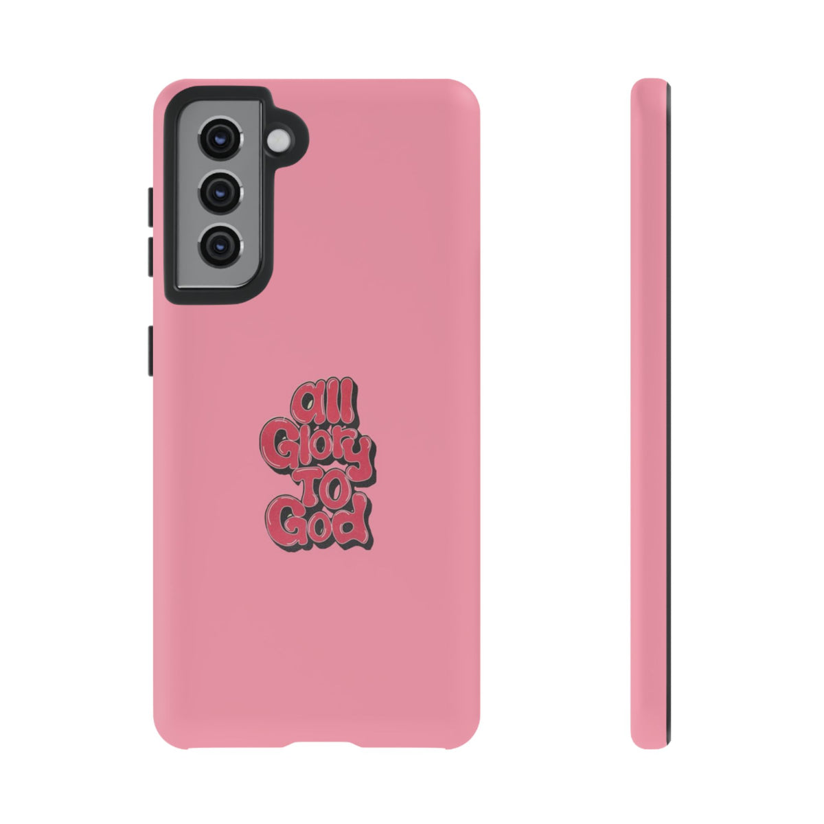 Christelijk telefoonhoesje Alle eer aan God roze mat