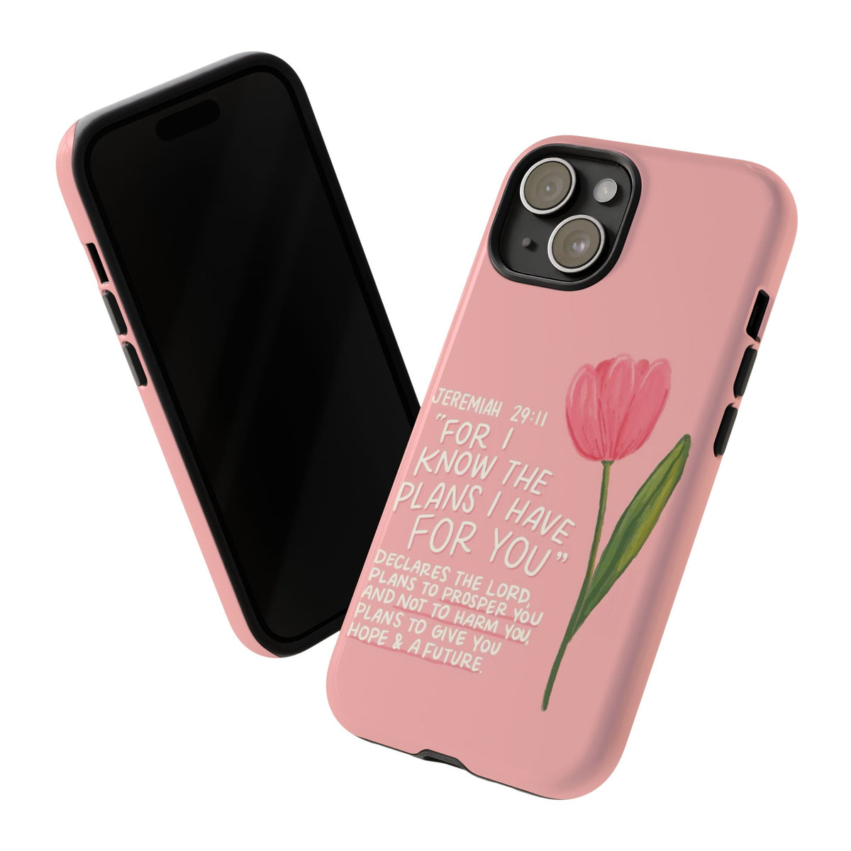 Christelijk telefoonhoesje Ik ken de plannen roze mat