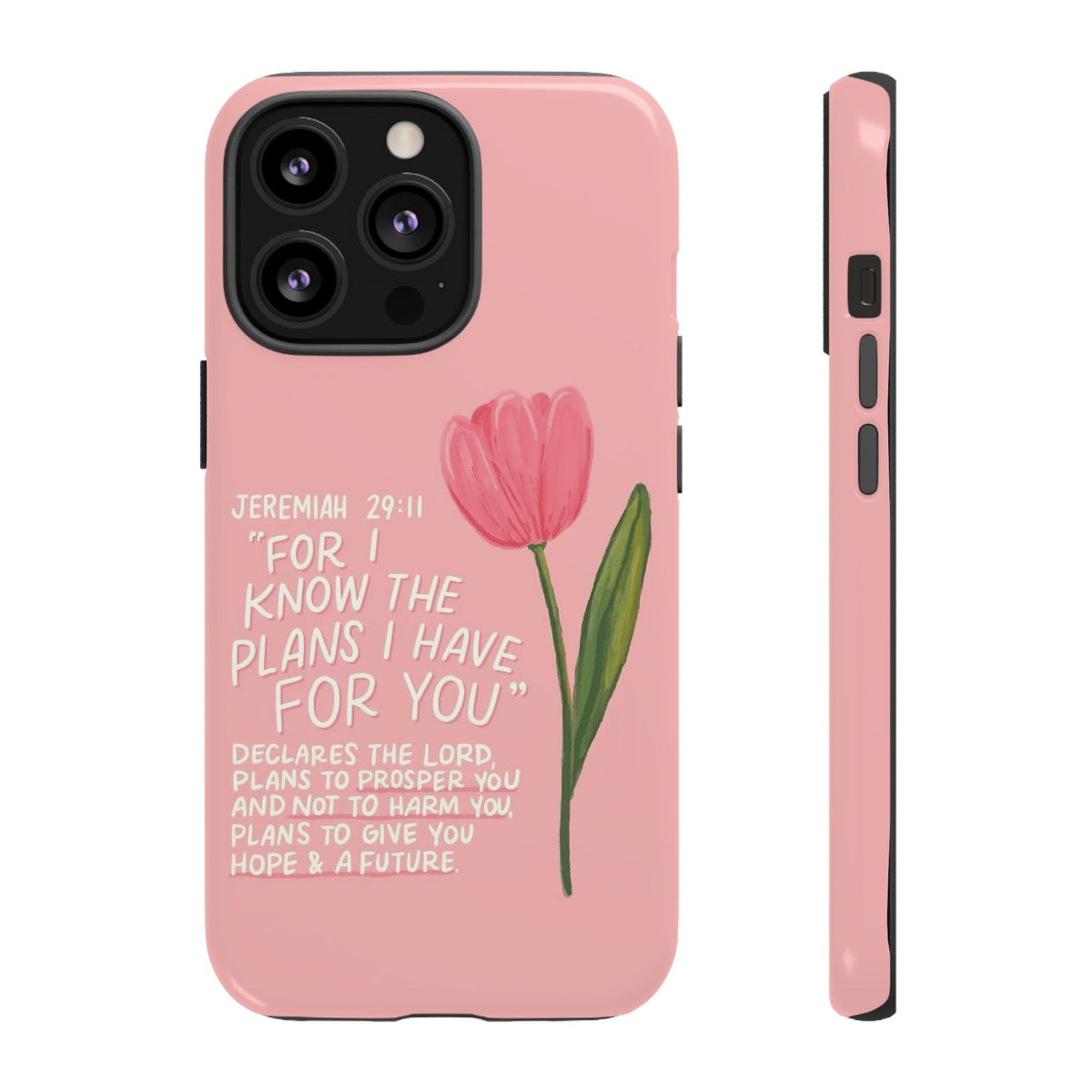 Christelijk telefoonhoesje Ik ken de plannen roze mat