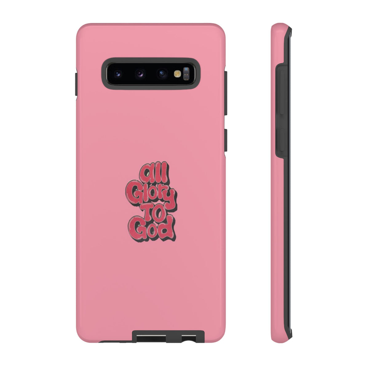 Christelijk telefoonhoesje Alle eer aan God roze mat