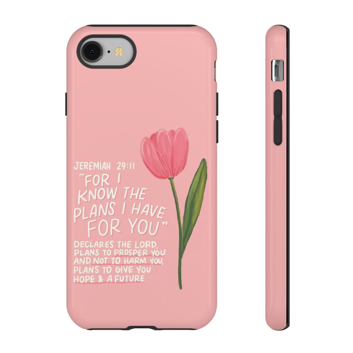 Christelijk telefoonhoesje Ik ken de plannen roze mat