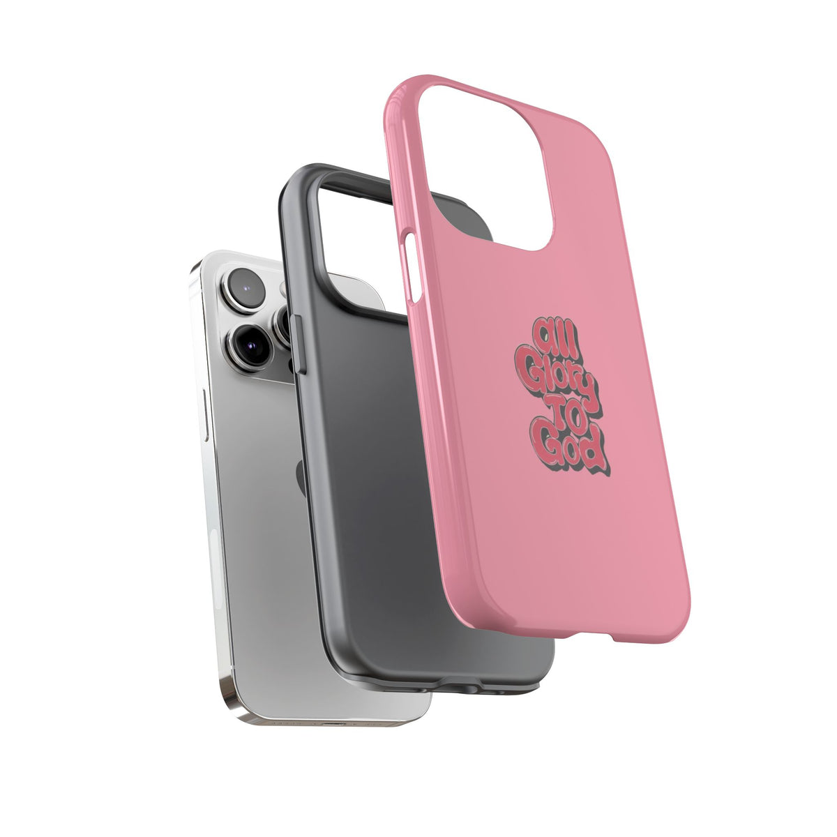 Christelijk telefoonhoesje Alle eer aan God roze mat