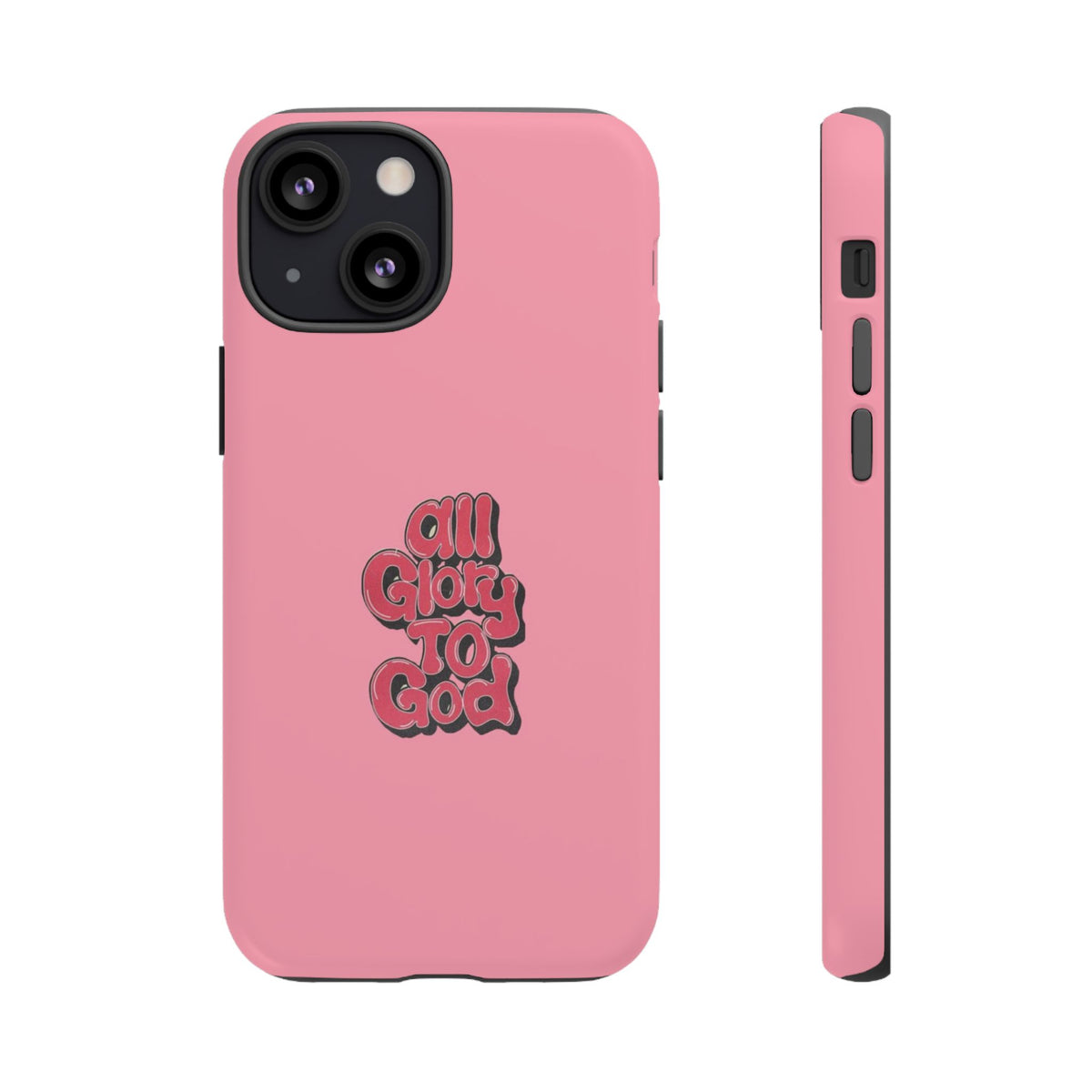 Christelijk telefoonhoesje Alle eer aan God roze mat