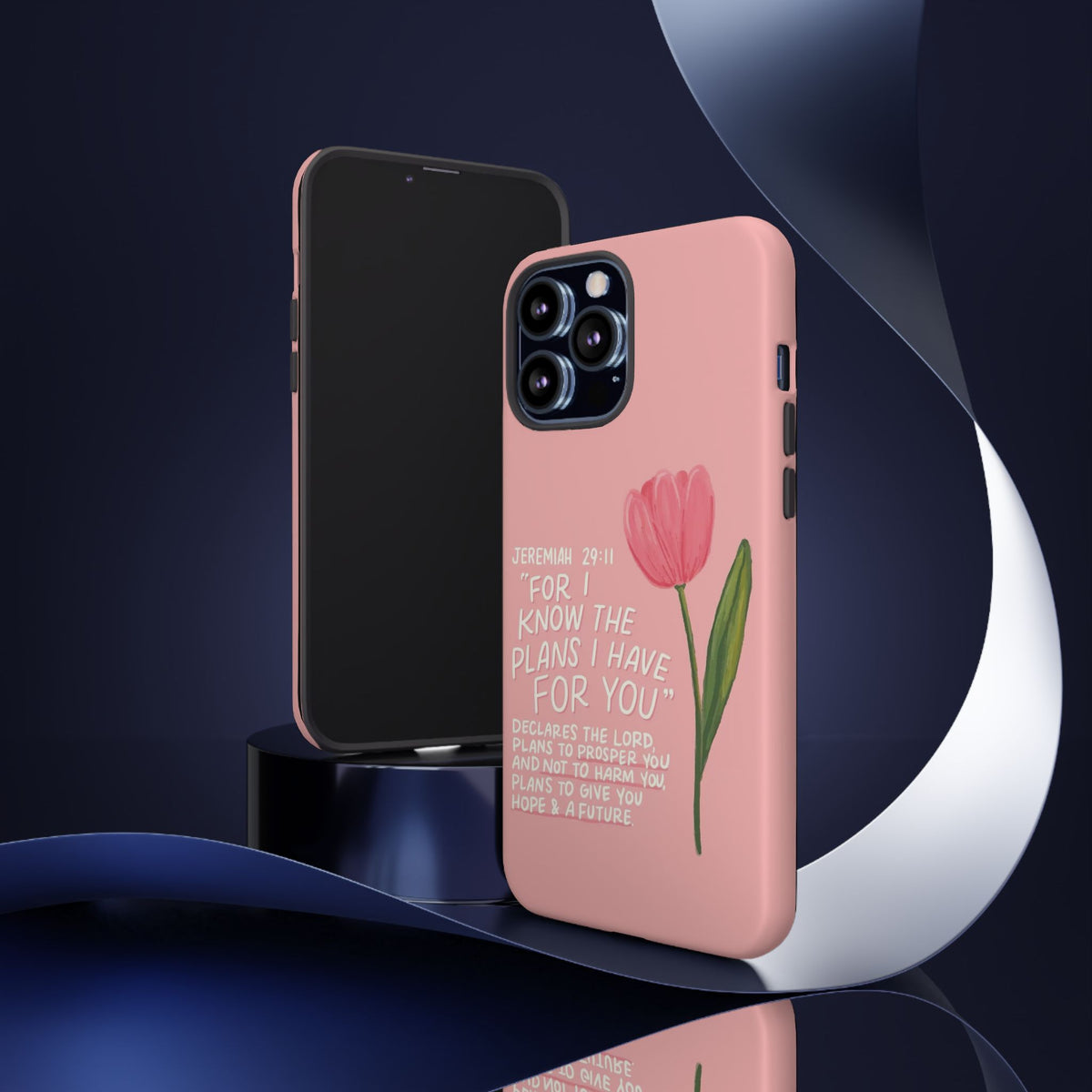 Christelijk telefoonhoesje Ik ken de plannen roze mat