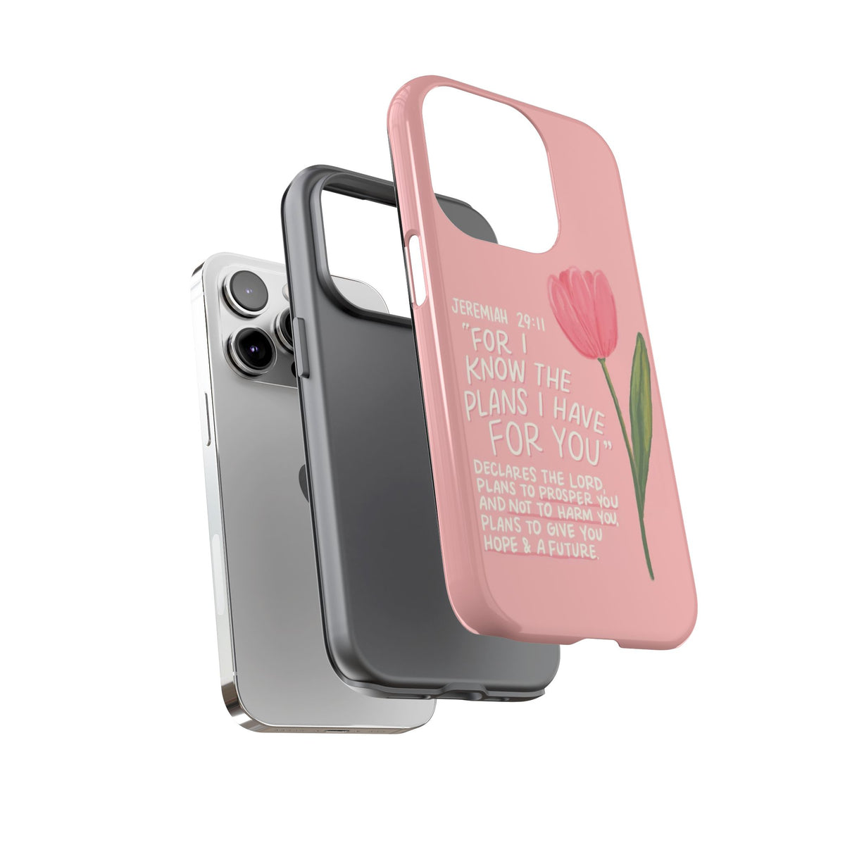 Christelijk telefoonhoesje Ik ken de plannen roze mat