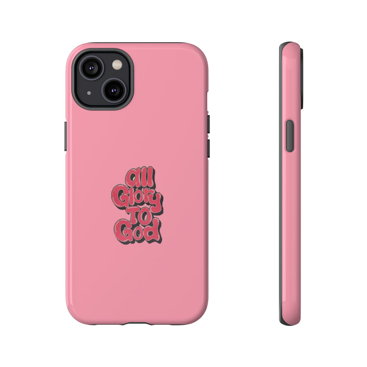Christelijk telefoonhoesje Alle eer aan God roze mat