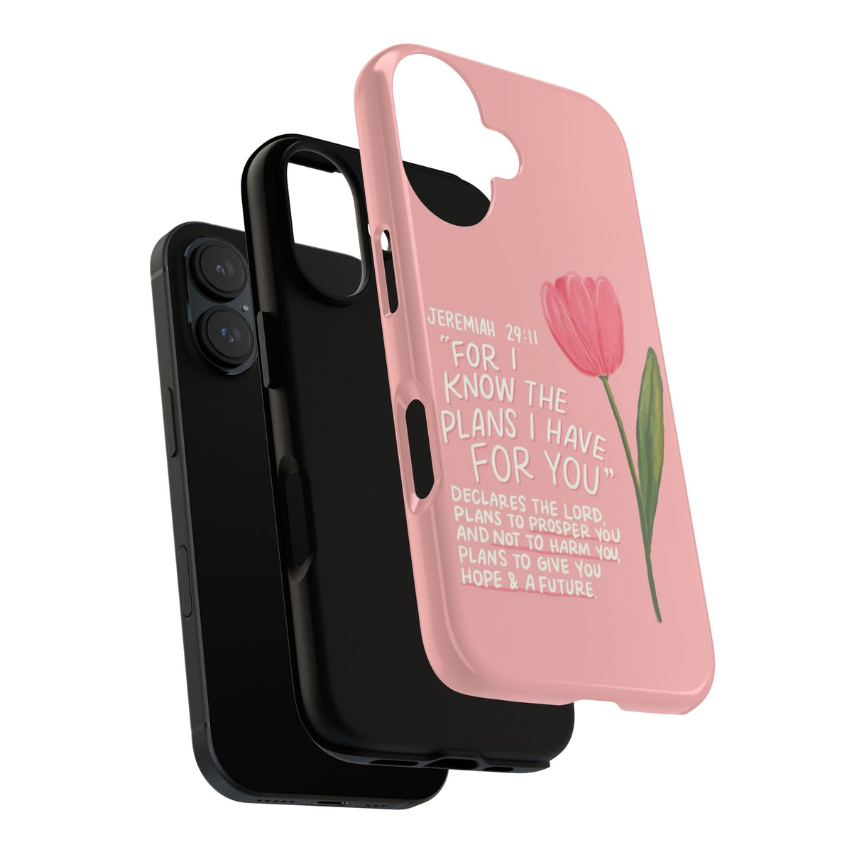 Christelijk telefoonhoesje Ik ken de plannen roze mat