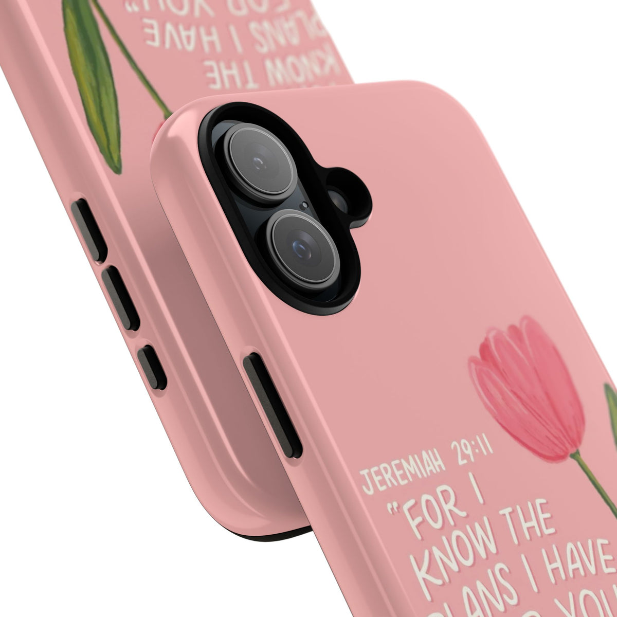 Christelijk telefoonhoesje Ik ken de plannen roze mat