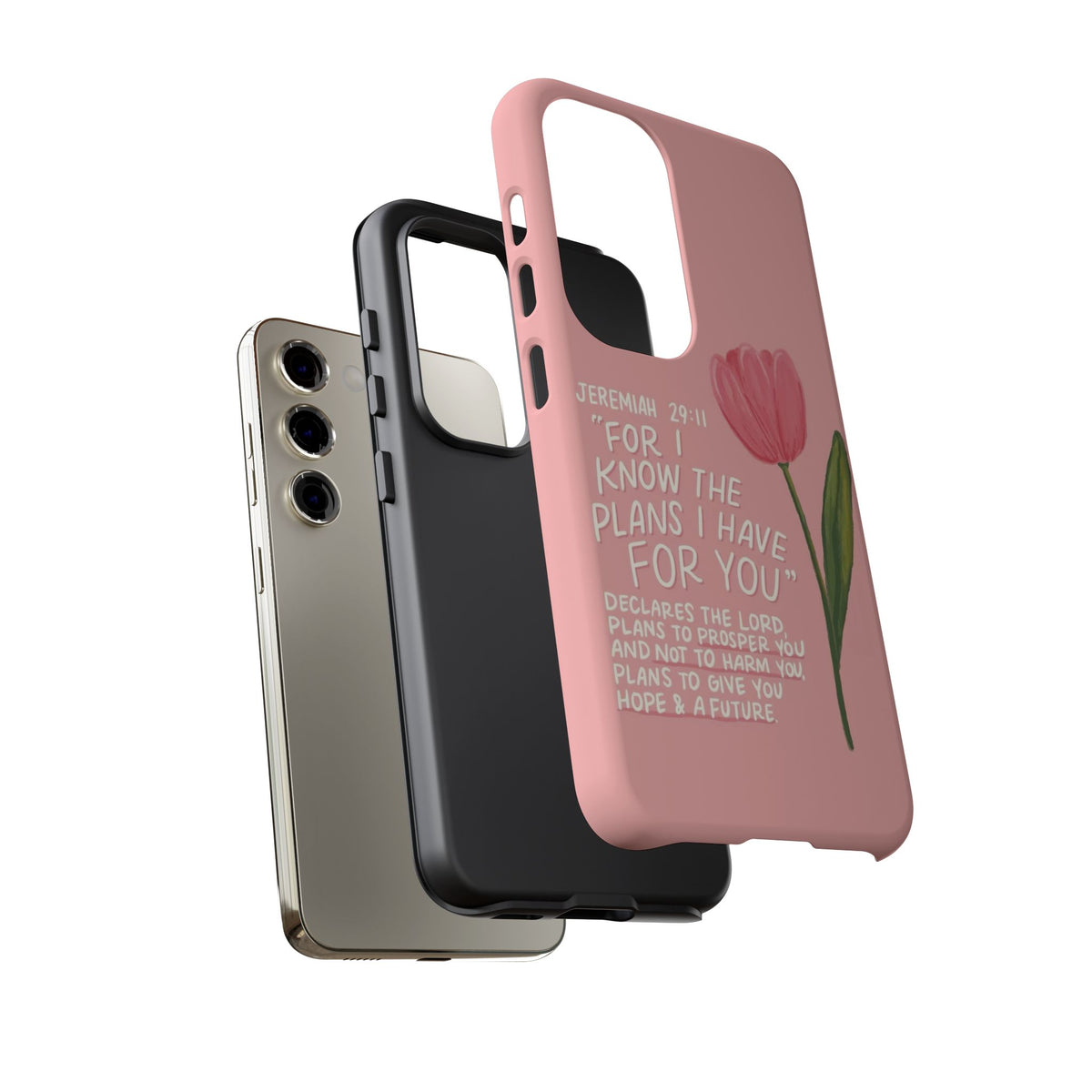 Christelijk telefoonhoesje Ik ken de plannen roze mat