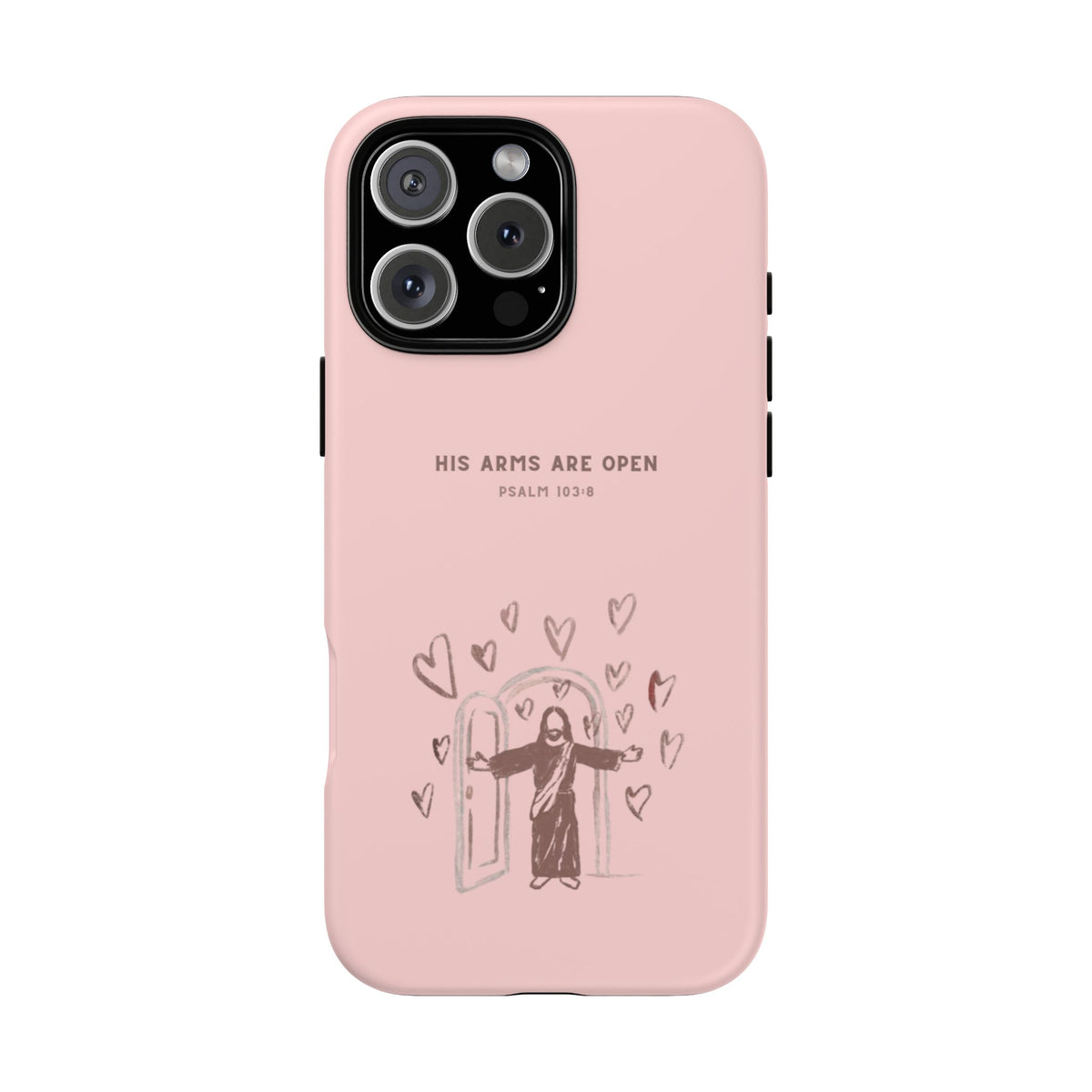 Christelijk telefoonhoesje Zijn armen staan open roze mat