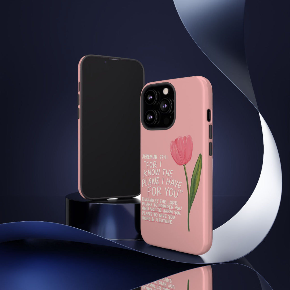 Christelijk telefoonhoesje Ik ken de plannen roze mat
