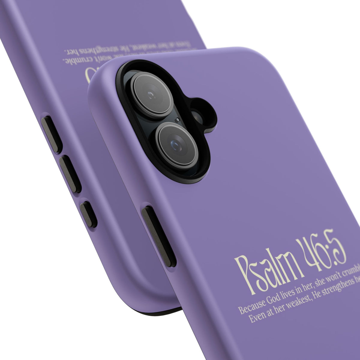 Christelijk telefoonhoesje God woont in haar lila mat