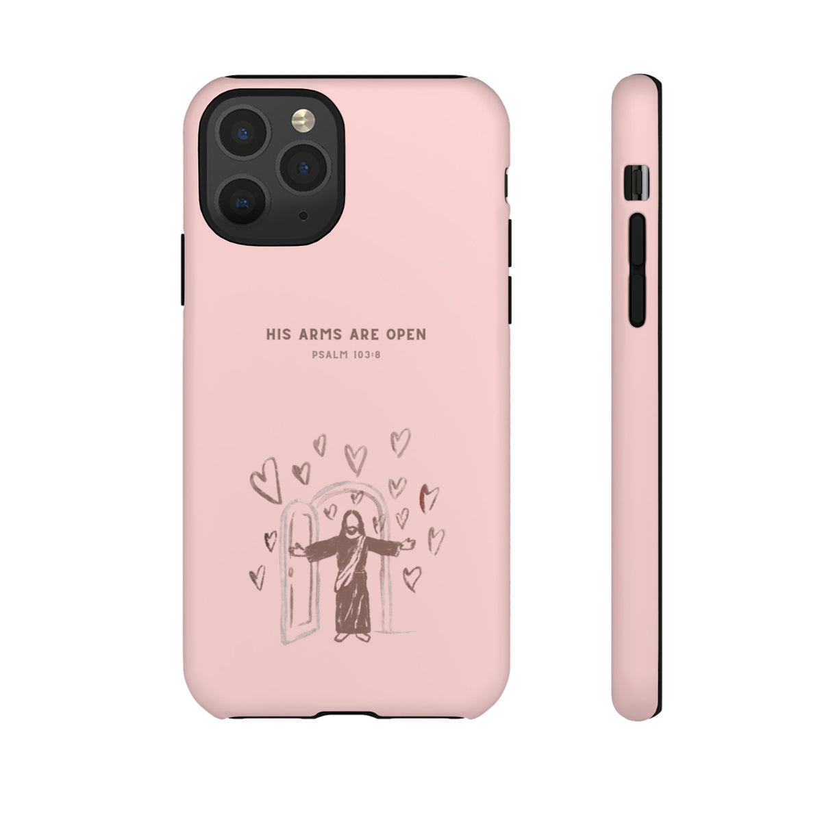 Christelijk telefoonhoesje Zijn armen staan open roze mat