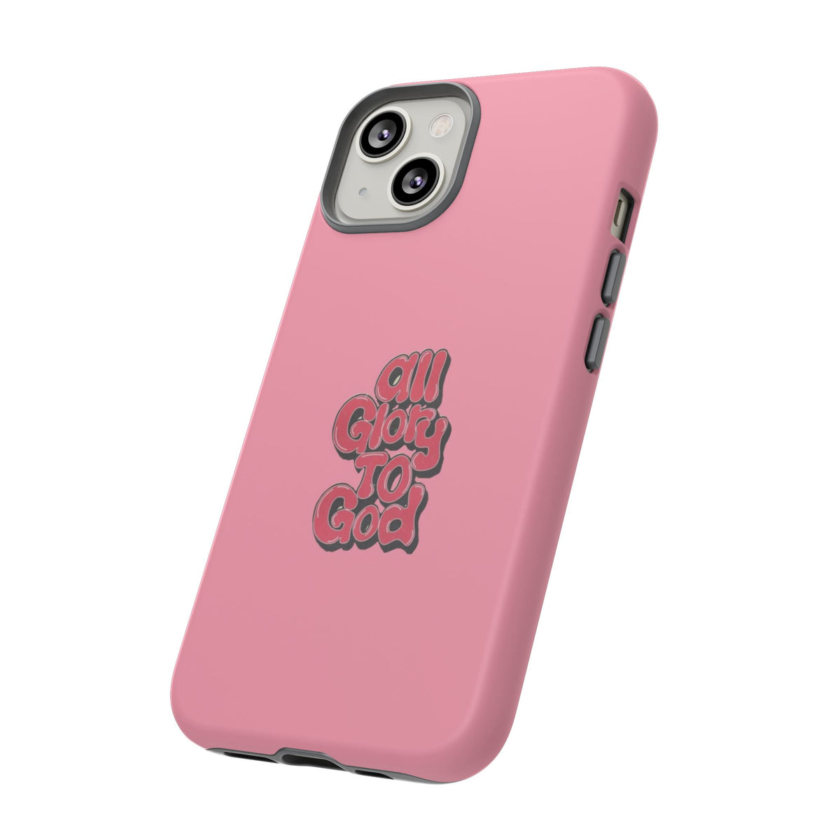 Christelijk telefoonhoesje Alle eer aan God roze mat