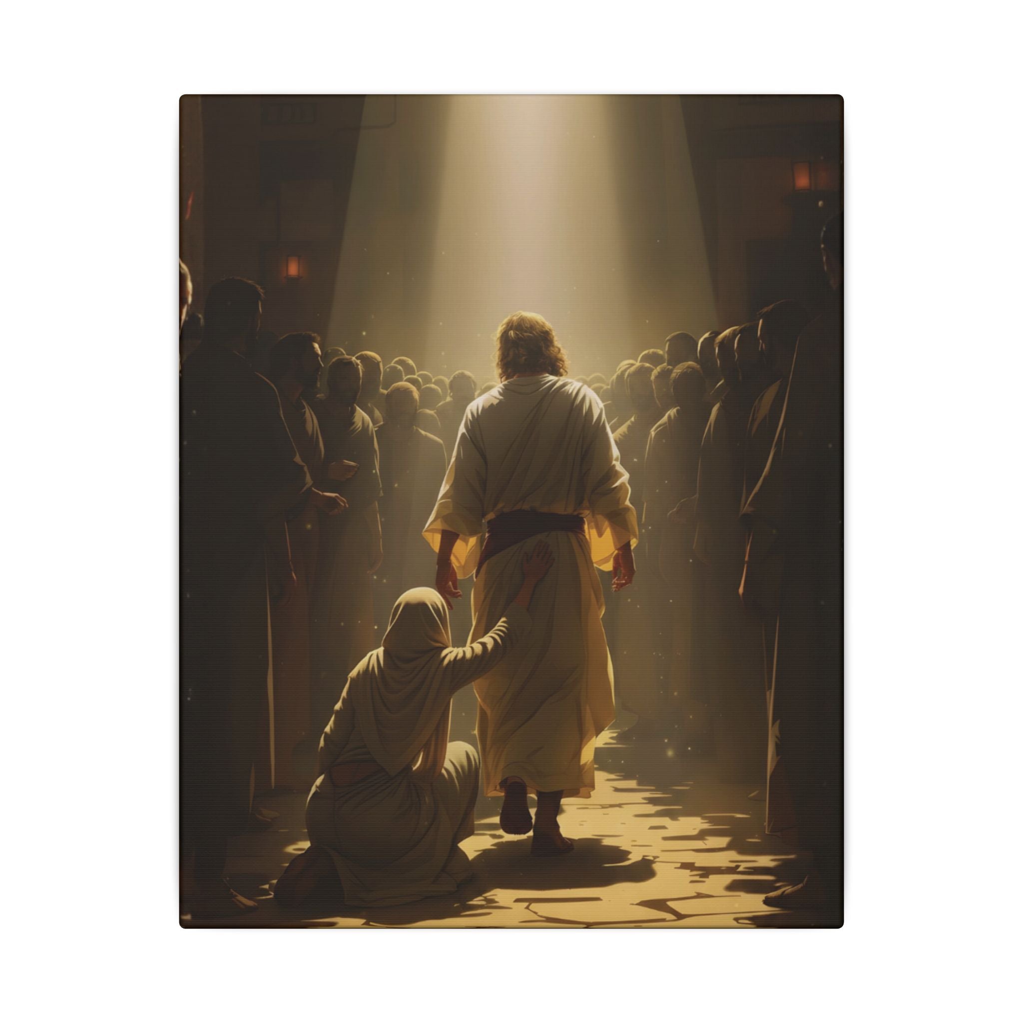 'The Bleeding Woman Touches Jesus' Matte Stretched Wall Art