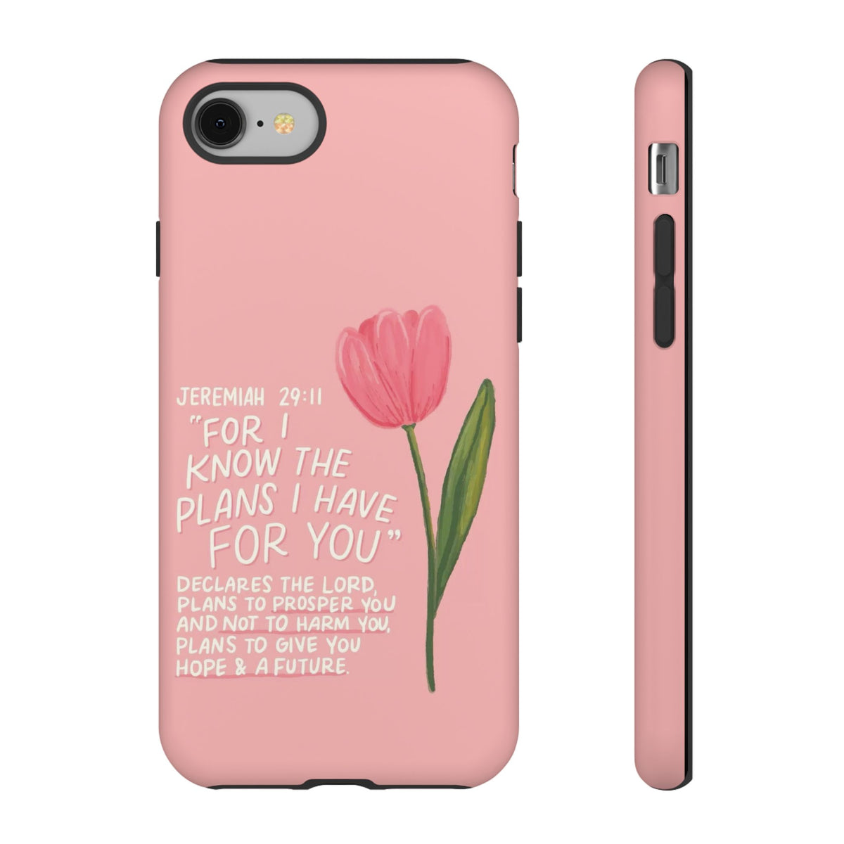 Christelijk telefoonhoesje Ik ken de plannen roze mat
