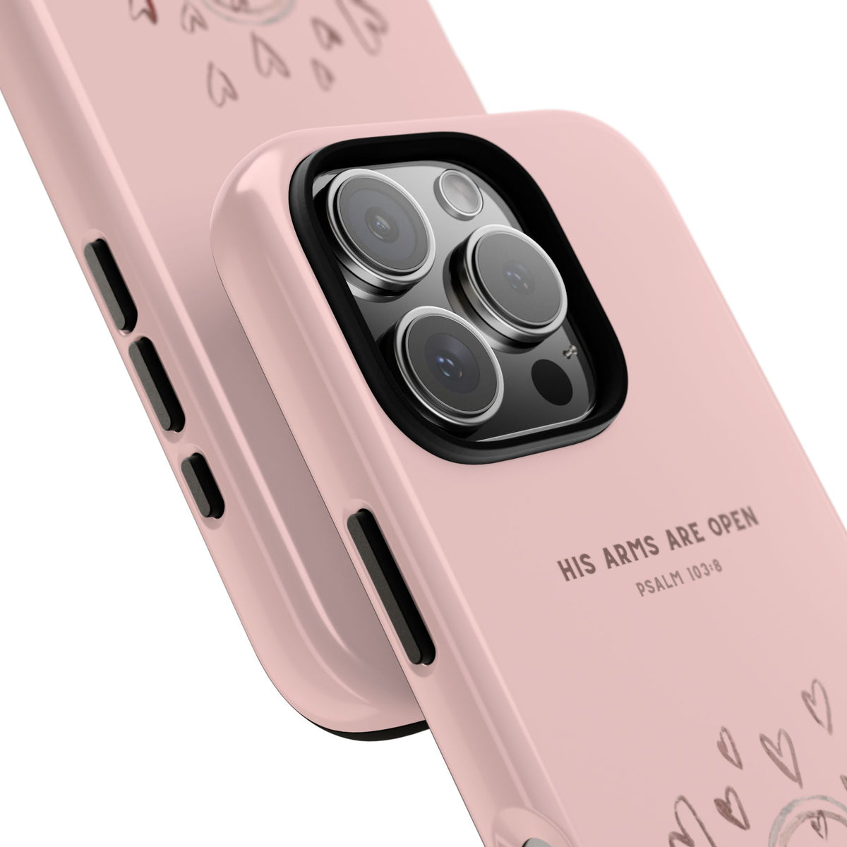 Christelijk telefoonhoesje Zijn armen staan open roze mat