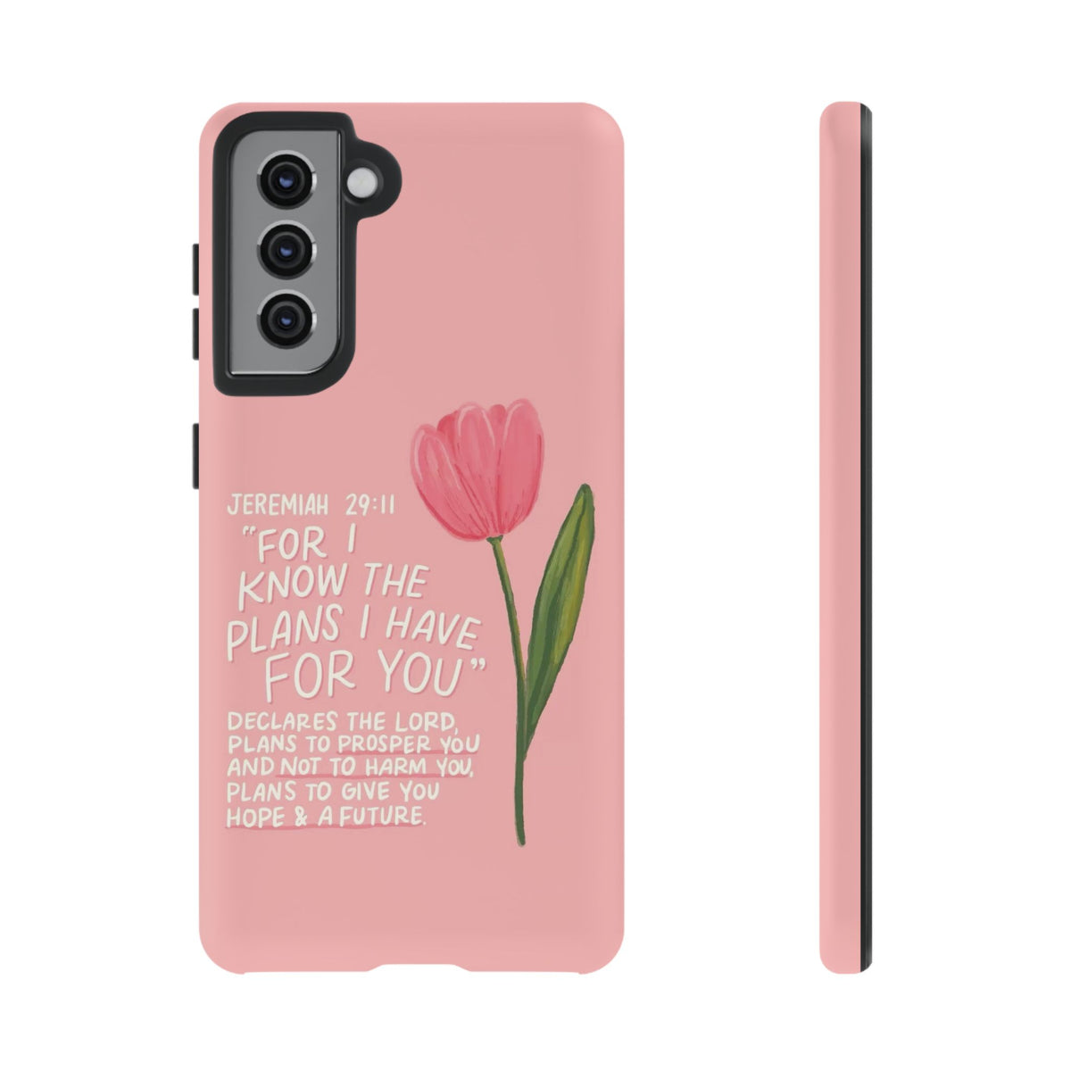 Christelijk telefoonhoesje Ik ken de plannen roze mat