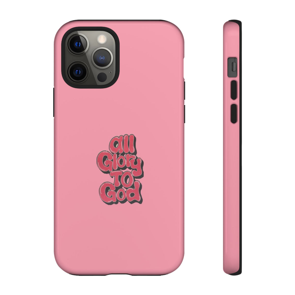 Christelijk telefoonhoesje Alle eer aan God roze mat