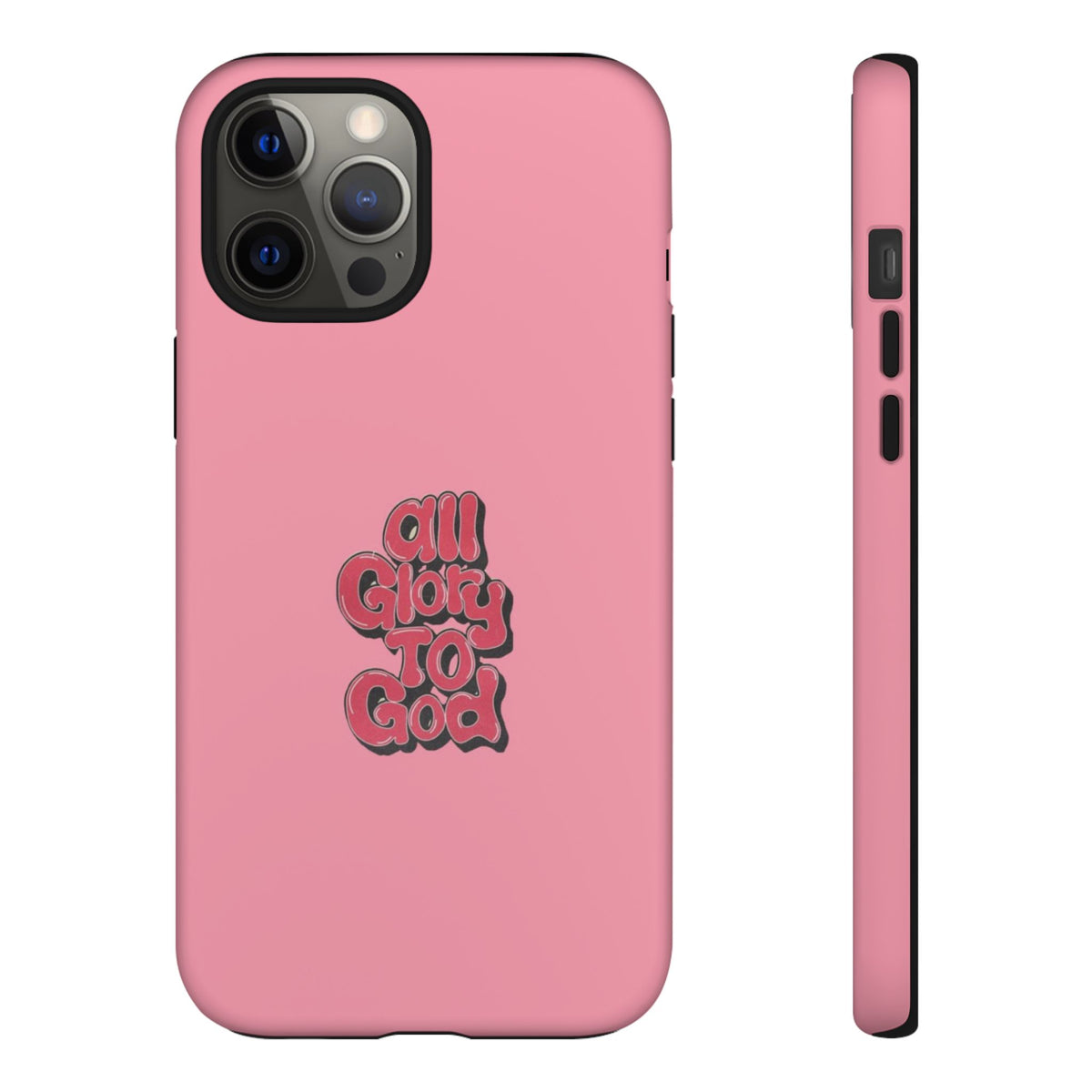 Christelijk telefoonhoesje Alle eer aan God roze mat